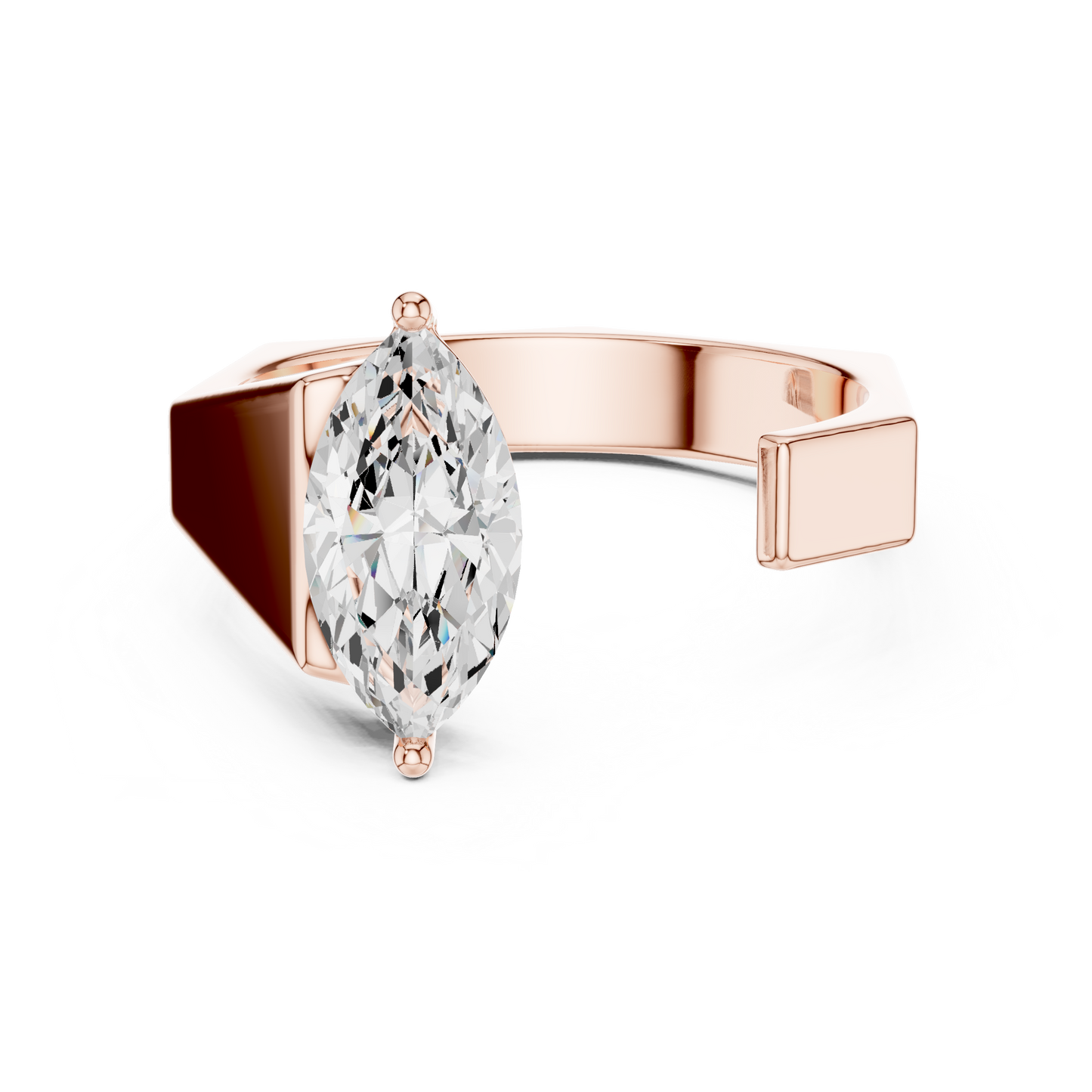 1.00 CT Marquise-Cut Lab-Grown Diamond Open Men’s Ring in 14K Gold