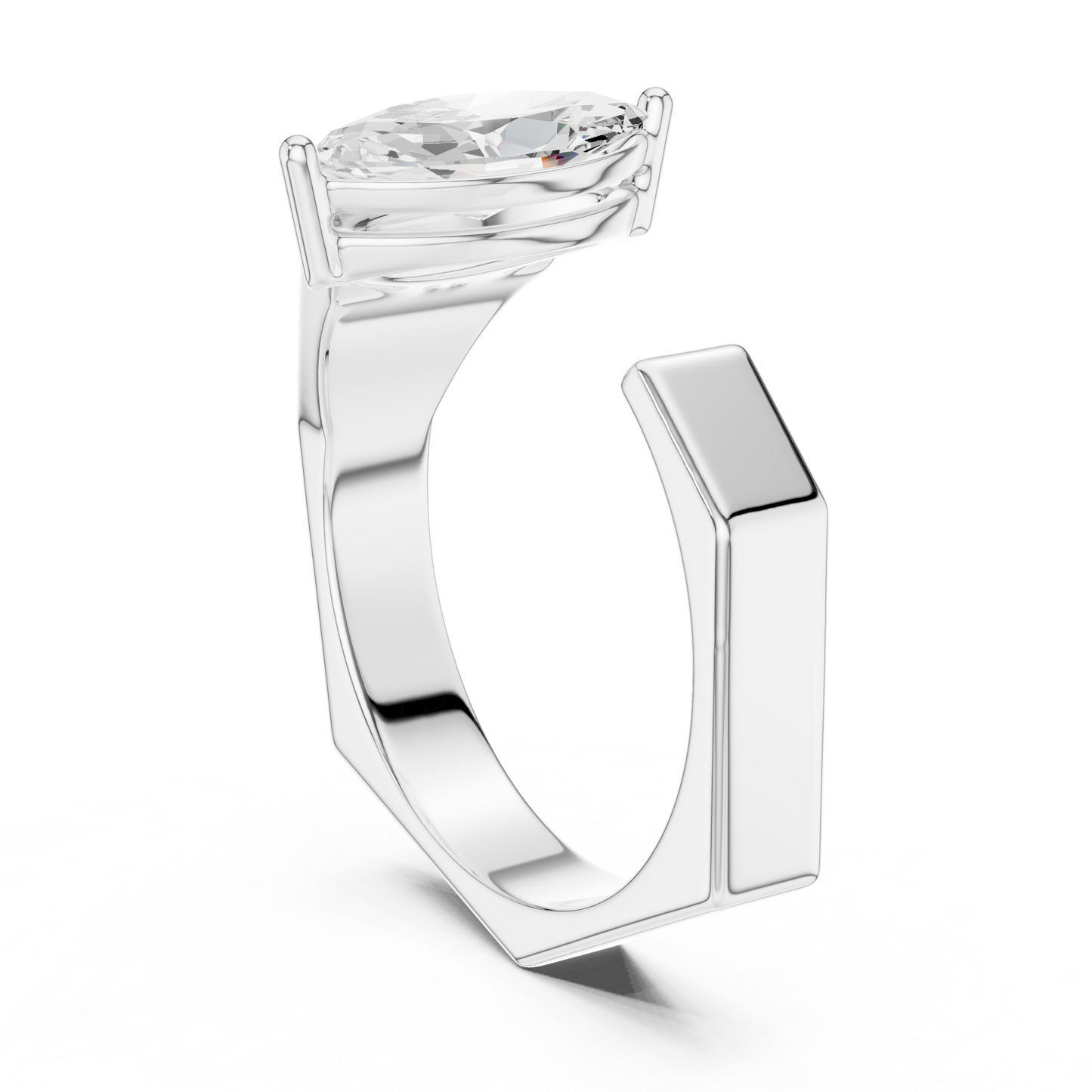 1.00 CT Marquise-Cut Lab-Grown Diamond Open Men’s Ring in 14K Gold