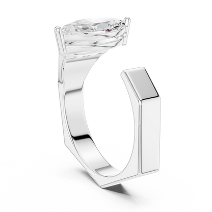 1.00 CT Marquise-Cut Lab-Grown Diamond Open Men’s Ring in 14K Gold