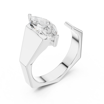 1.00 CT Marquise-Cut Lab-Grown Diamond Open Men’s Ring in 14K Gold