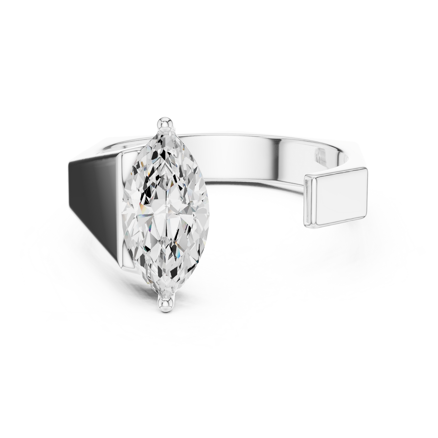 1.00 CT Marquise-Cut Lab-Grown Diamond Open Men’s Ring in 14K Gold