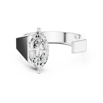 1.00 CT Marquise-Cut Lab-Grown Diamond Open Men’s Ring in 14K Gold