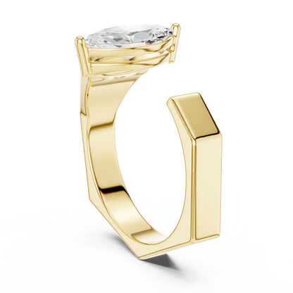 1.00 CT Marquise-Cut Lab-Grown Diamond Open Men’s Ring in 14K Gold