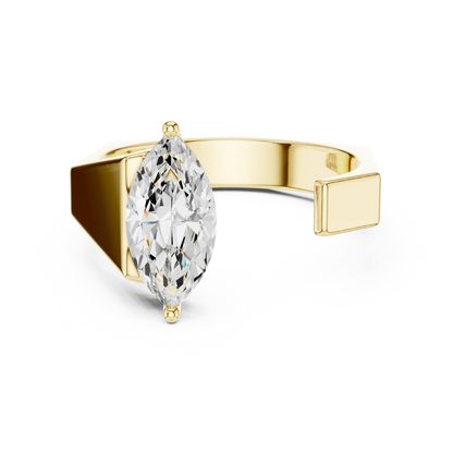 1.00 CT Marquise-Cut Lab-Grown Diamond Open Men’s Ring in 14K Gold