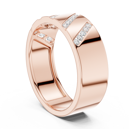 0.25 CTW Diagonal Channel-Set Lab-Grown Diamond Men’s Band in 14K Gold