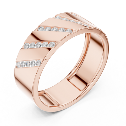 0.25 CTW Diagonal Channel-Set Lab-Grown Diamond Men’s Band in 14K Gold