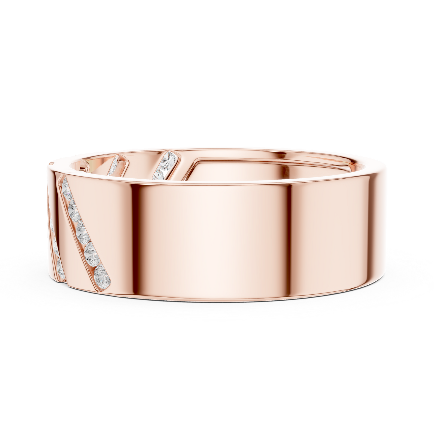 0.25 CTW Diagonal Channel-Set Lab-Grown Diamond Men’s Band in 14K Gold