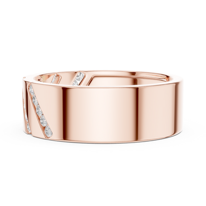 0.25 CTW Diagonal Channel-Set Lab-Grown Diamond Men’s Band in 14K Gold