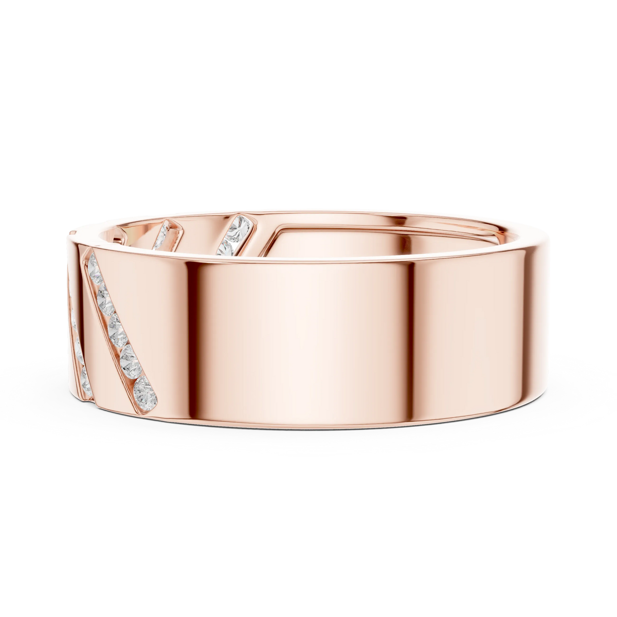 0.25 CTW Diagonal Channel-Set Lab-Grown Diamond Men’s Band in 14K Gold