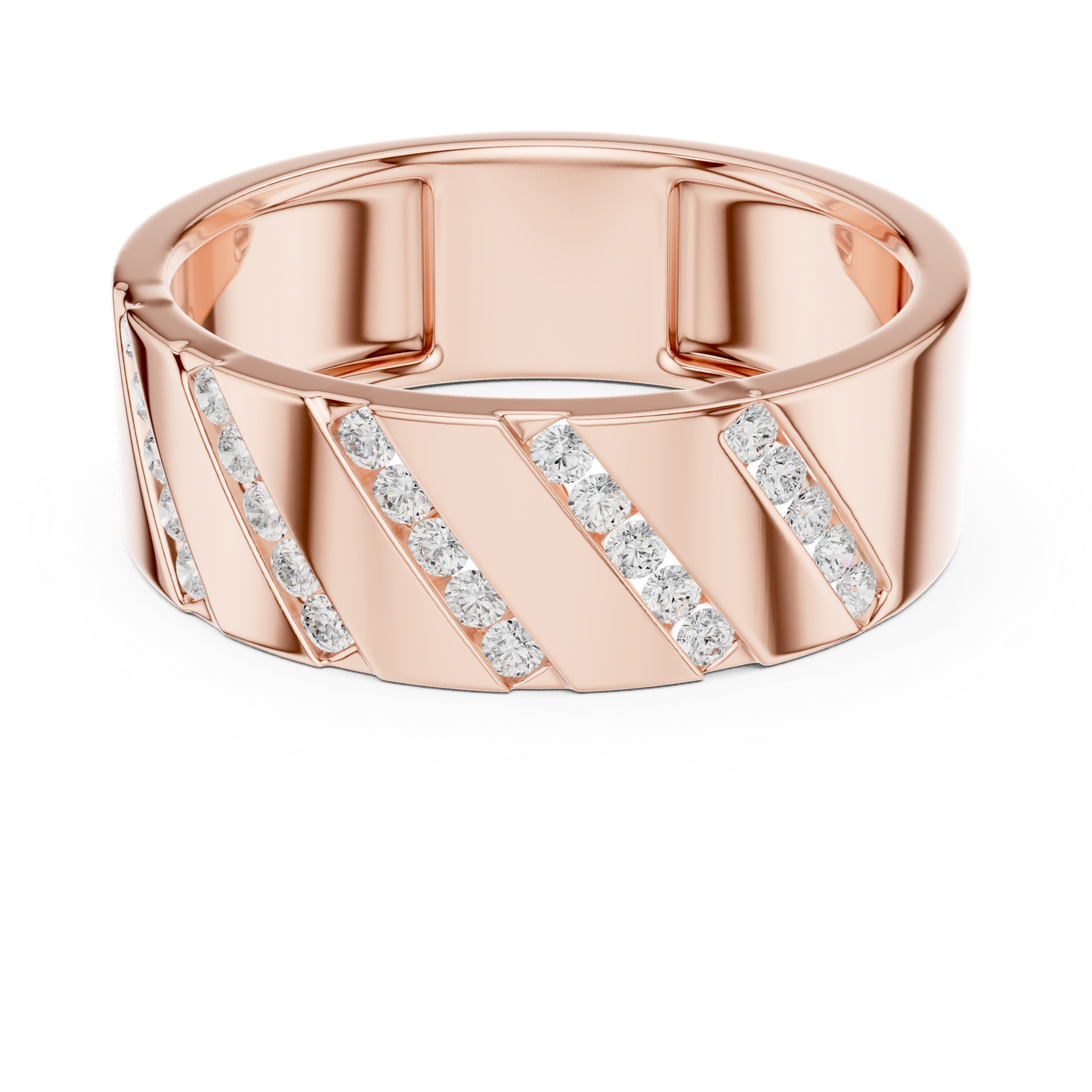 0.25 CTW Diagonal Channel-Set Lab-Grown Diamond Men’s Band in 14K Gold