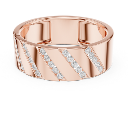 0.25 CTW Diagonal Channel-Set Lab-Grown Diamond Men’s Band in 14K Gold