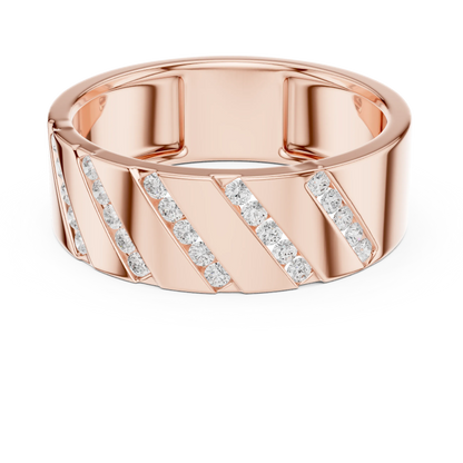 0.25 CTW Diagonal Channel-Set Lab-Grown Diamond Men’s Band in 14K Gold