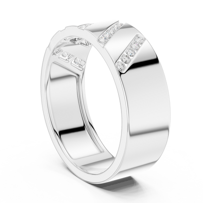 0.25 CTW Diagonal Channel-Set Lab-Grown Diamond Men’s Band in 14K Gold