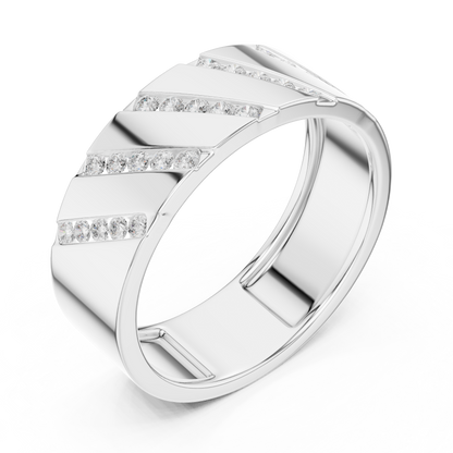 0.25 CTW Diagonal Channel-Set Lab-Grown Diamond Men’s Band in 14K Gold