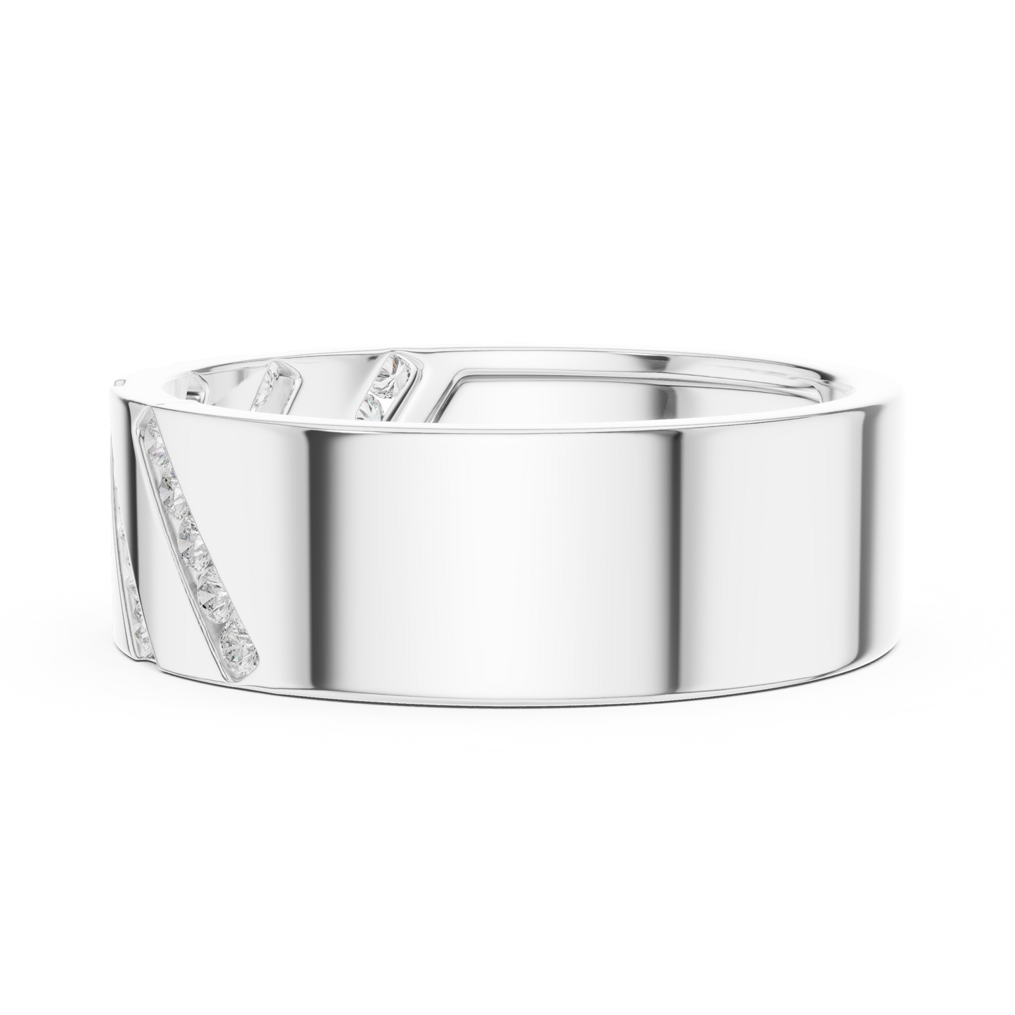 0.25 CTW Diagonal Channel-Set Lab-Grown Diamond Men’s Band in 14K Gold
