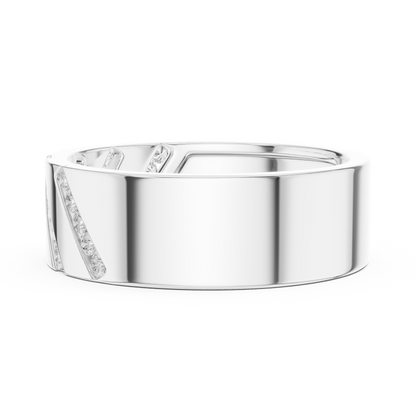 0.25 CTW Diagonal Channel-Set Lab-Grown Diamond Men’s Band in 14K Gold