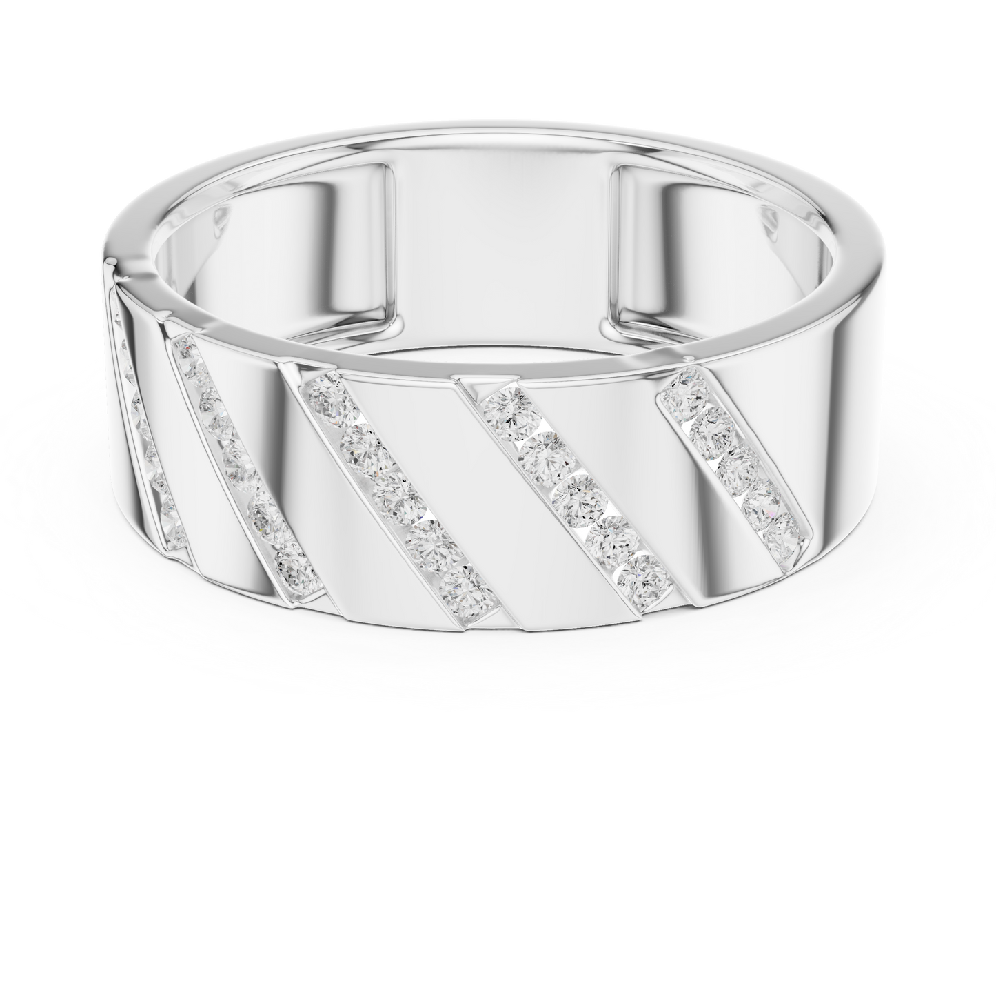0.25 CTW Diagonal Channel-Set Lab-Grown Diamond Men’s Band in 14K Gold