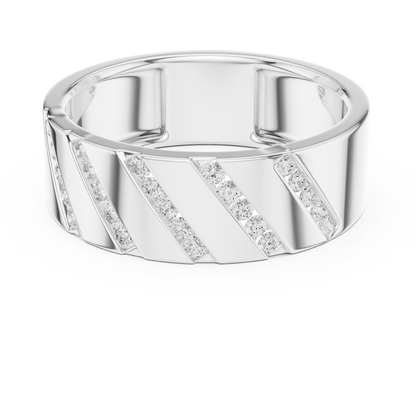 0.25 CTW Diagonal Channel-Set Lab-Grown Diamond Men’s Band in 14K Gold