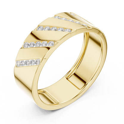 0.25 CTW Diagonal Channel-Set Lab-Grown Diamond Men’s Band in 14K Gold