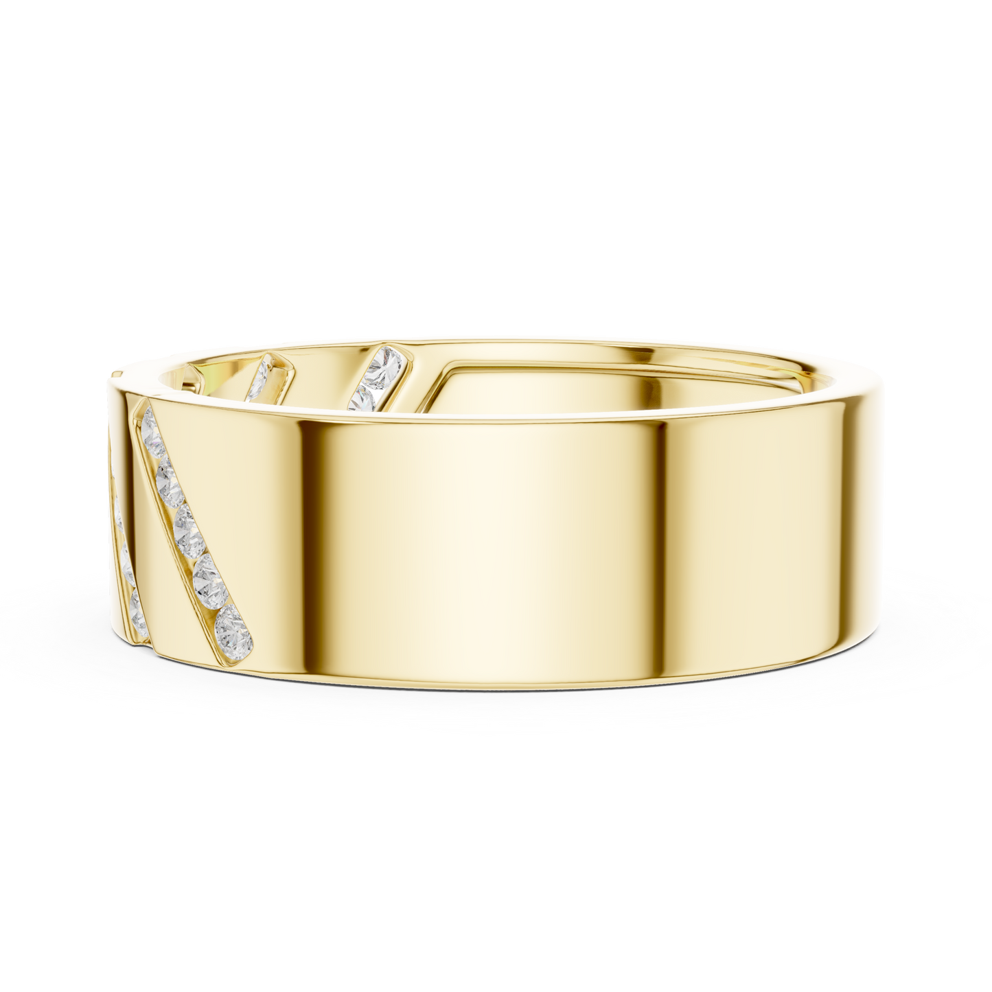 0.25 CTW Diagonal Channel-Set Lab-Grown Diamond Men’s Band in 14K Gold