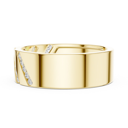 0.25 CTW Diagonal Channel-Set Lab-Grown Diamond Men’s Band in 14K Gold