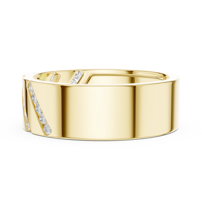 0.25 CTW Diagonal Channel-Set Lab-Grown Diamond Men’s Band in 14K Gold