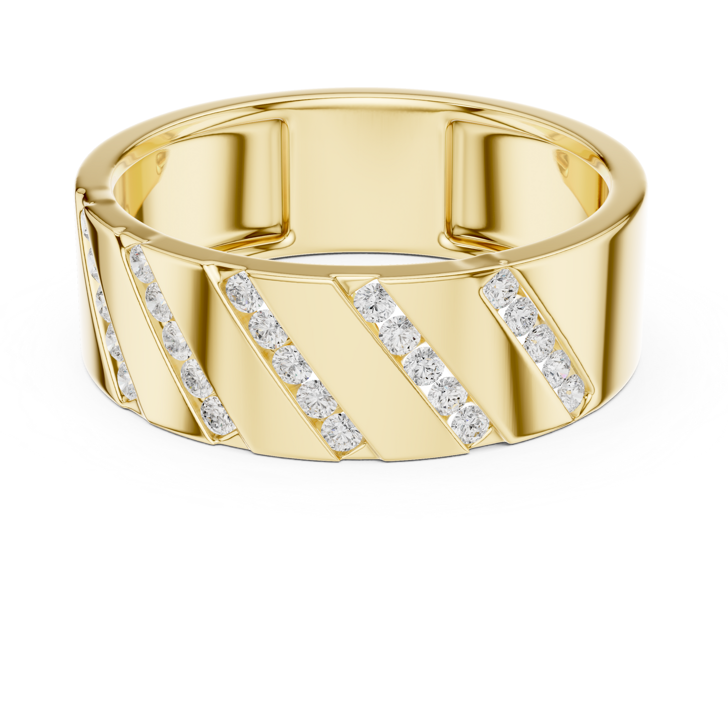 0.25 CTW Diagonal Channel-Set Lab-Grown Diamond Men’s Band in 14K Gold