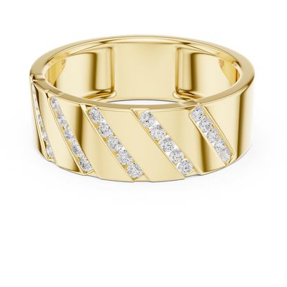 0.25 CTW Diagonal Channel-Set Lab-Grown Diamond Men’s Band in 14K Gold