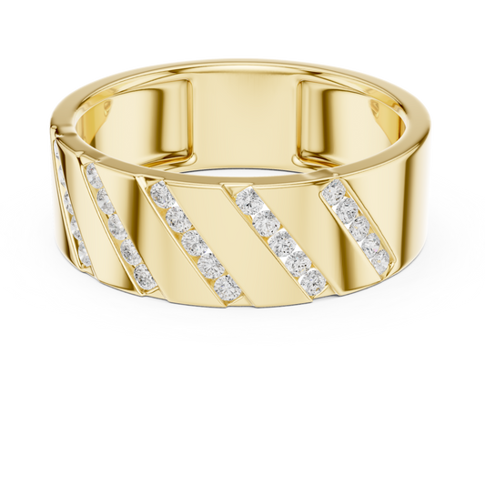 0.25 CTW Diagonal Channel-Set Lab-Grown Diamond Men’s Band in 14K Gold