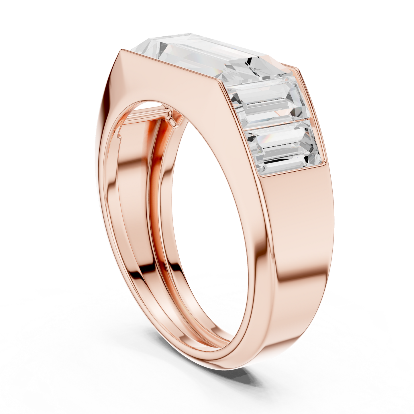 3.42 CTW Five-Stone Baguette Lab-Grown Diamond Men’s Ring in 14K Gold