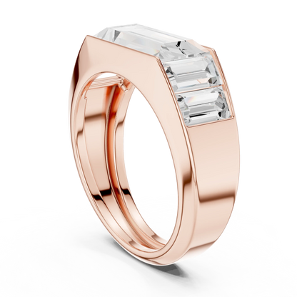 3.42 CTW Five-Stone Baguette Lab-Grown Diamond Men’s Ring in 14K Gold