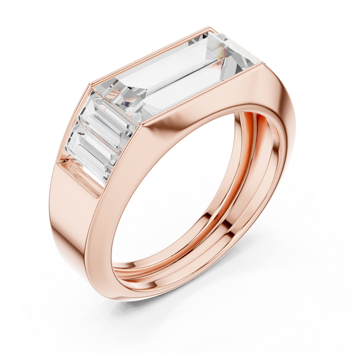3.42 CTW Five-Stone Baguette Lab-Grown Diamond Men’s Ring in 14K Gold