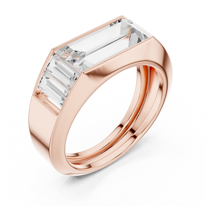 3.42 CTW Five-Stone Baguette Lab-Grown Diamond Men’s Ring in 14K Gold
