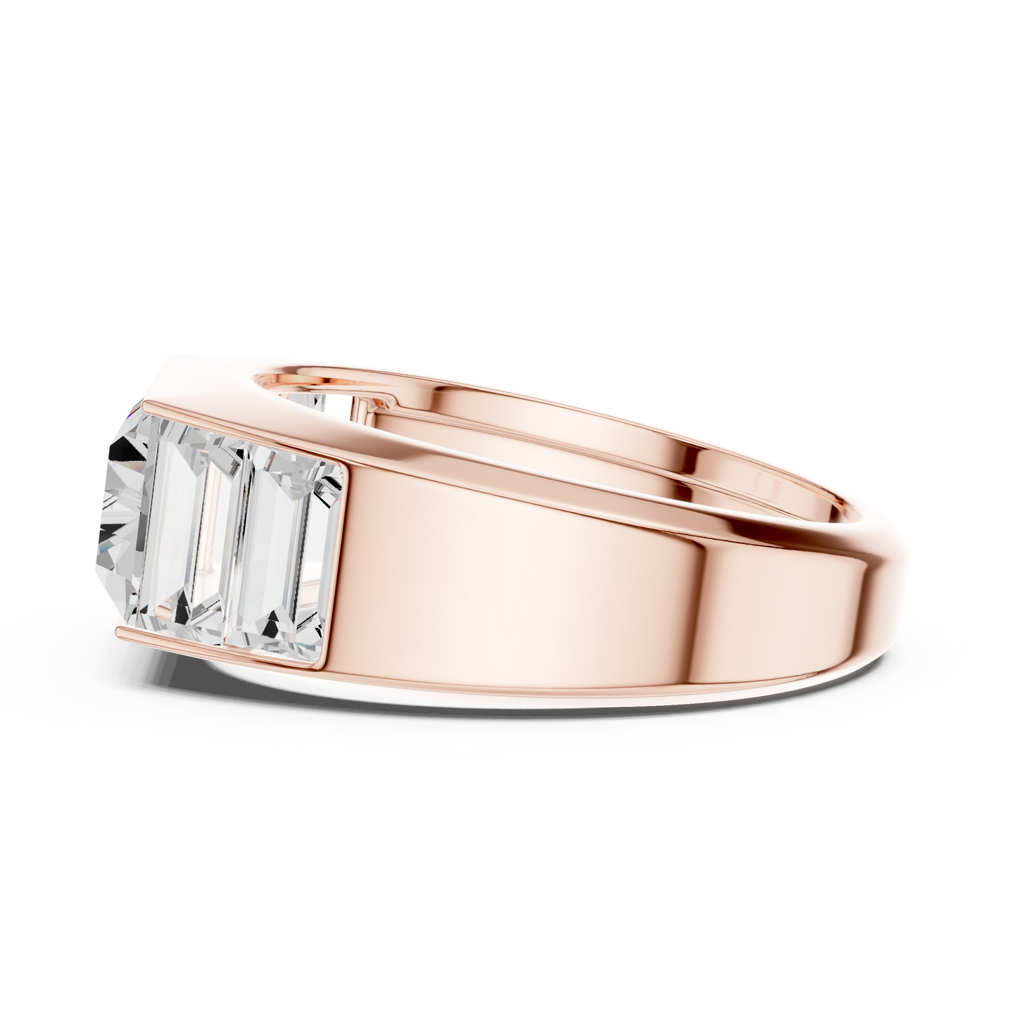 3.42 CTW Five-Stone Baguette Lab-Grown Diamond Men’s Ring in 14K Gold