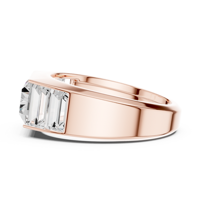 3.42 CTW Five-Stone Baguette Lab-Grown Diamond Men’s Ring in 14K Gold
