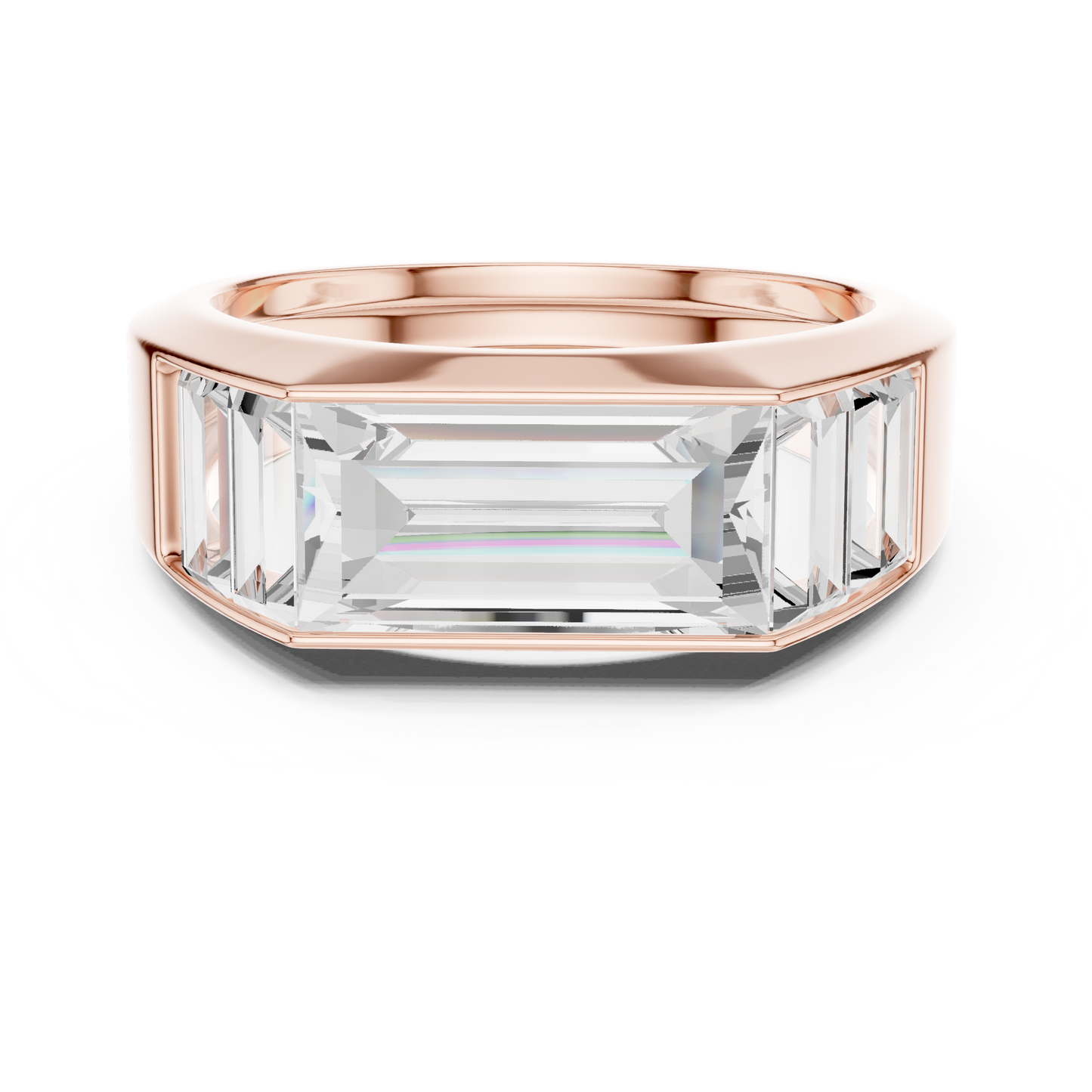 3.42 CTW Five-Stone Baguette Lab-Grown Diamond Men’s Ring in 14K Gold