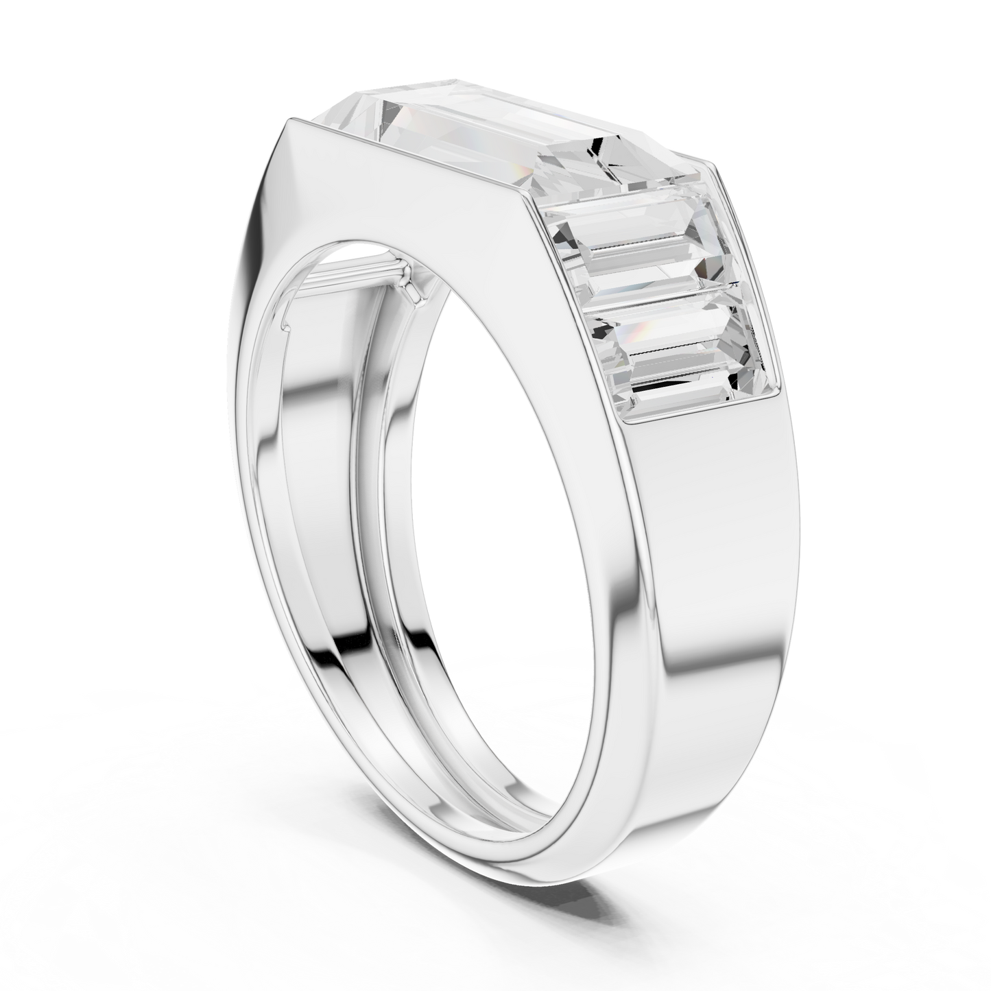3.42 CTW Five-Stone Baguette Lab-Grown Diamond Men’s Ring in 14K Gold