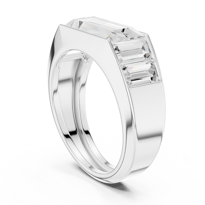 3.42 CTW Five-Stone Baguette Lab-Grown Diamond Men’s Ring in 14K Gold