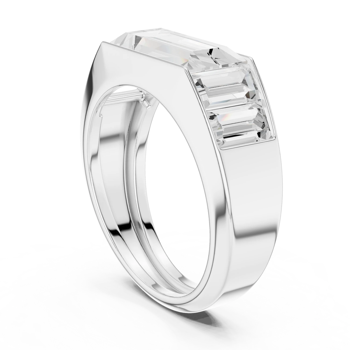 3.42 CTW Five-Stone Baguette Lab-Grown Diamond Men’s Ring in 14K Gold