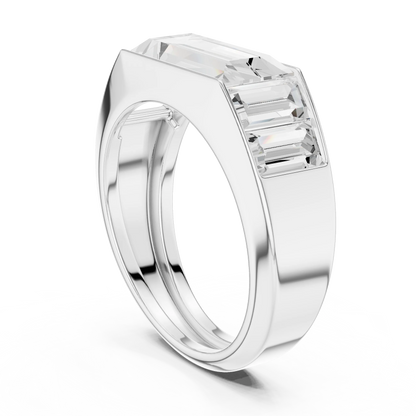 3.42 CTW Five-Stone Baguette Lab-Grown Diamond Men’s Ring in 14K Gold