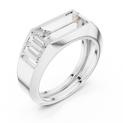 3.42 CTW Five-Stone Baguette Lab-Grown Diamond Men’s Ring in 14K Gold
