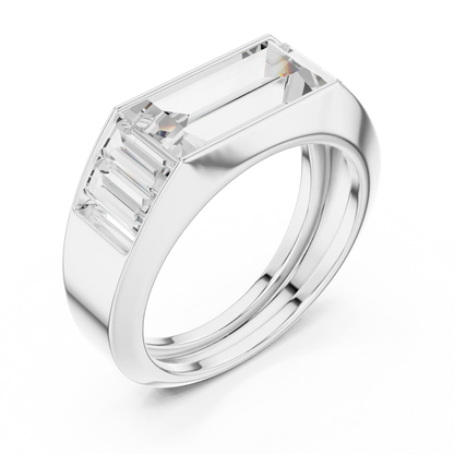 3.42 CTW Five-Stone Baguette Lab-Grown Diamond Men’s Ring in 14K Gold