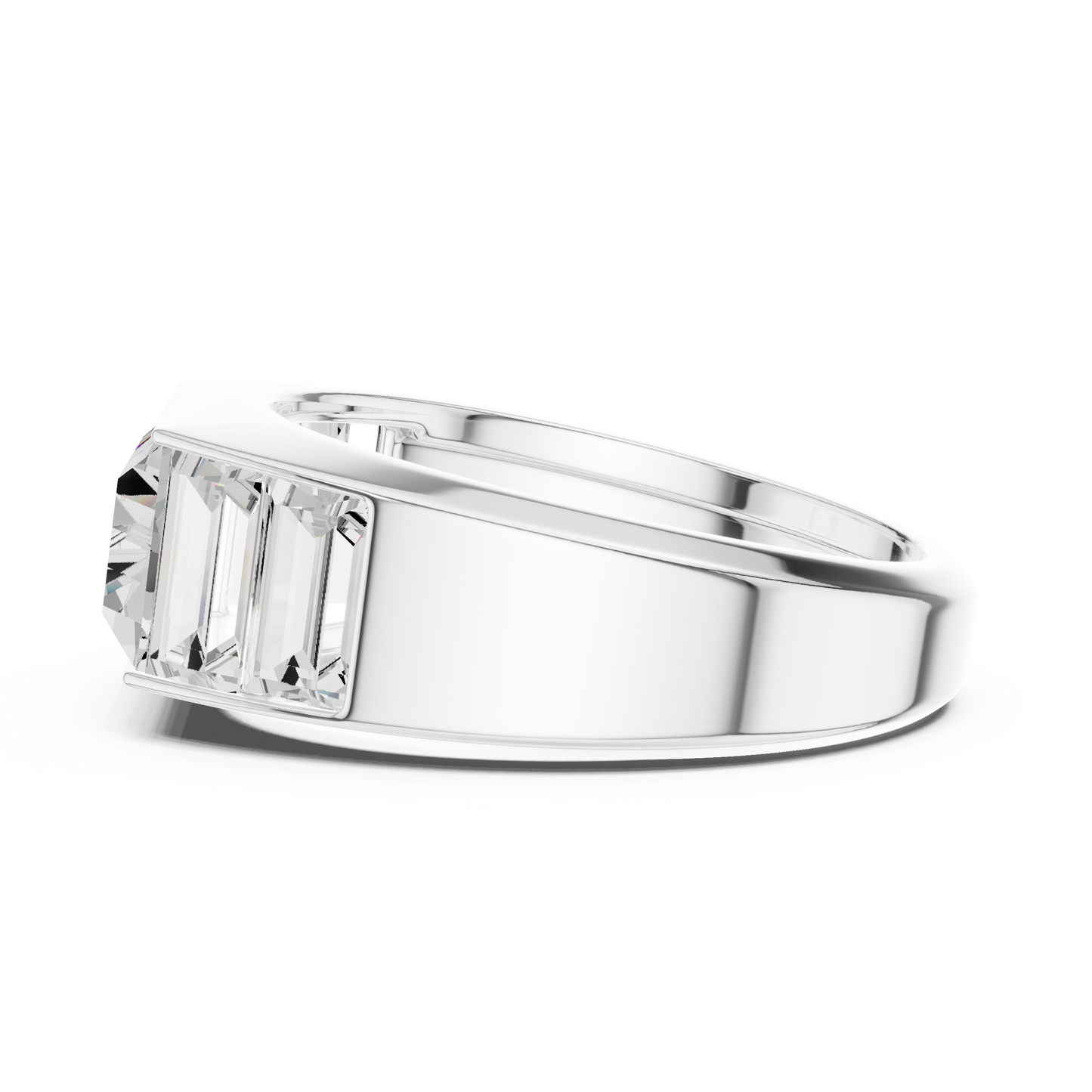 3.42 CTW Five-Stone Baguette Lab-Grown Diamond Men’s Ring in 14K Gold