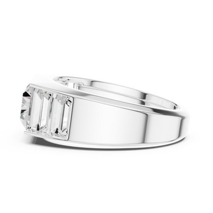 3.42 CTW Five-Stone Baguette Lab-Grown Diamond Men’s Ring in 14K Gold