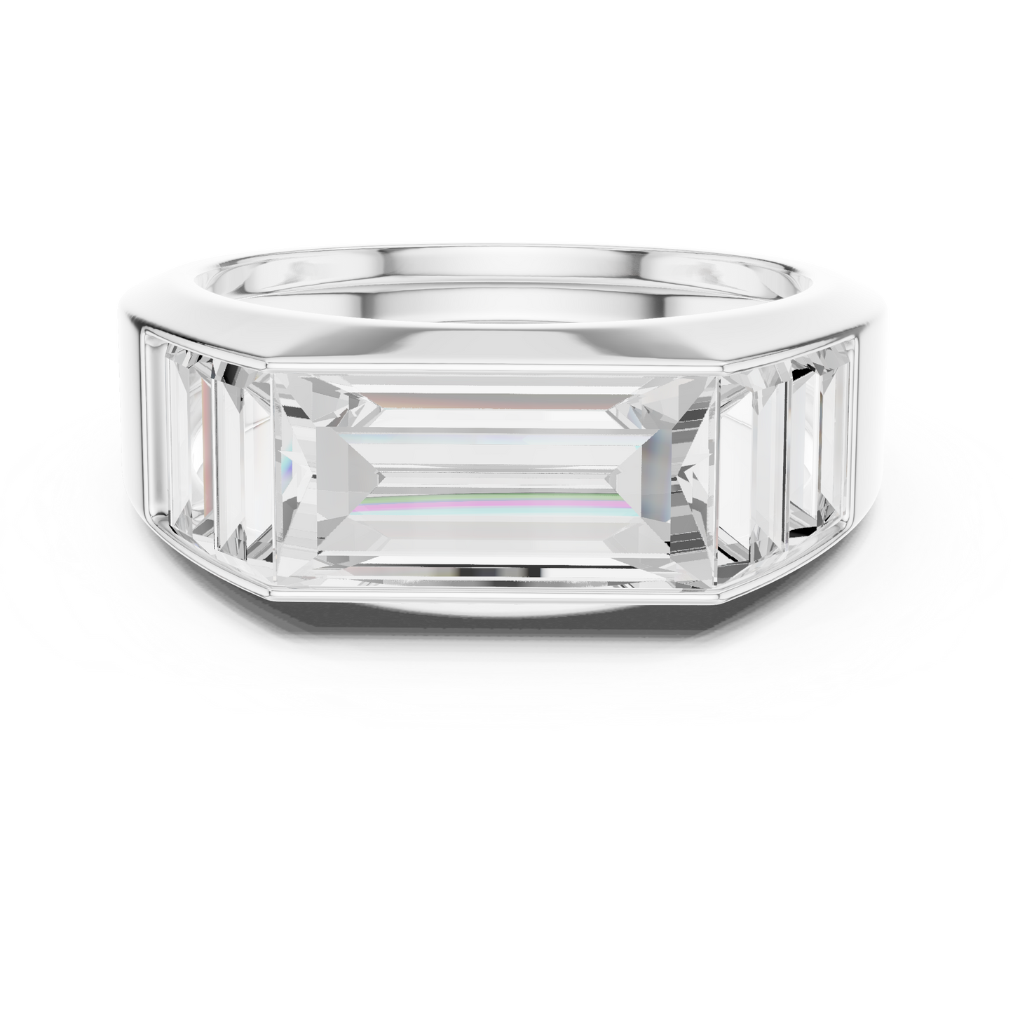 3.42 CTW Five-Stone Baguette Lab-Grown Diamond Men’s Ring in 14K Gold