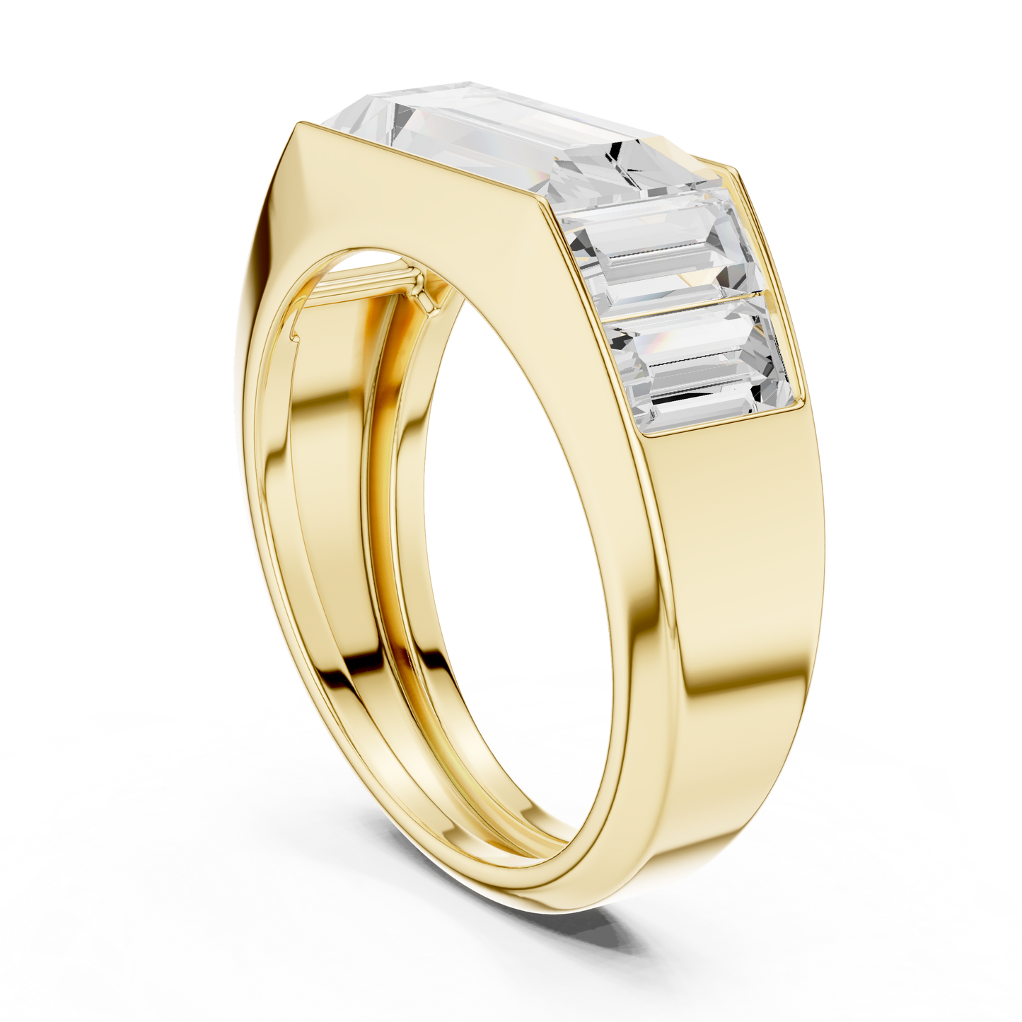 3.42 CTW Five-Stone Baguette Lab-Grown Diamond Men’s Ring in 14K Gold