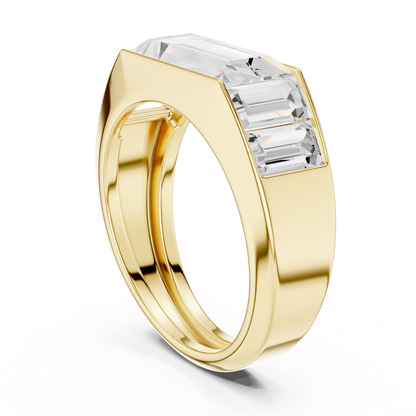 3.42 CTW Five-Stone Baguette Lab-Grown Diamond Men’s Ring in 14K Gold