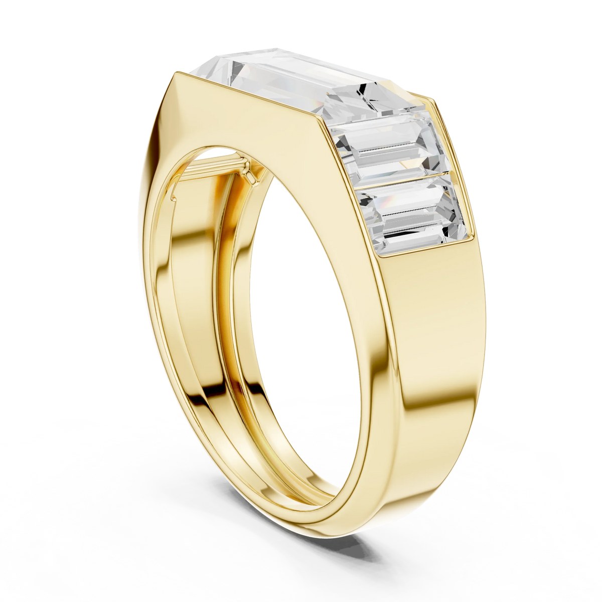 3.42 CTW Five-Stone Baguette Lab-Grown Diamond Men’s Ring in 14K Gold