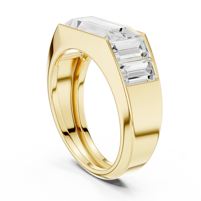 3.42 CTW Five-Stone Baguette Lab-Grown Diamond Men’s Ring in 14K Gold
