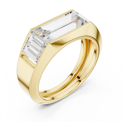 3.42 CTW Five-Stone Baguette Lab-Grown Diamond Men’s Ring in 14K Gold